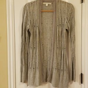 Lauren Conrad Heather Gray lacy knit cardigan